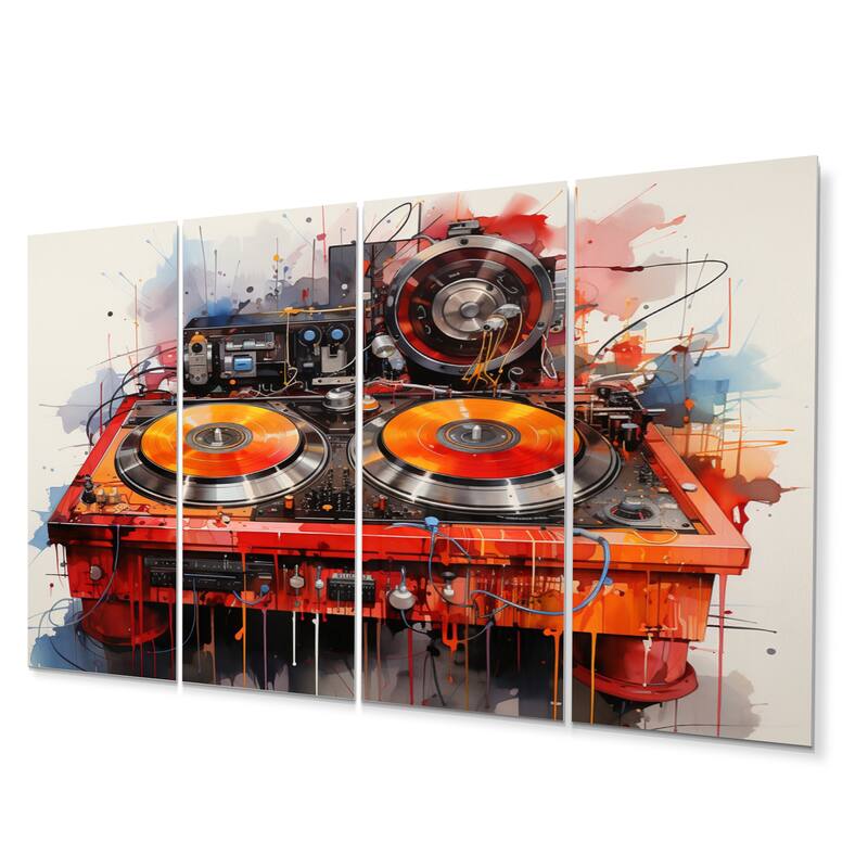 Designart "Abstract Turntables Music Boom Boxes I" Music Metal Art